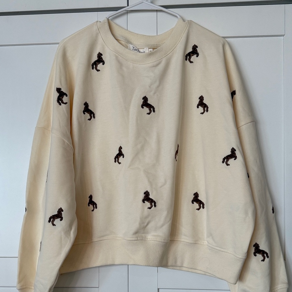 Teddy Fresh Cream Sweatshirt with Black Dog Pattern